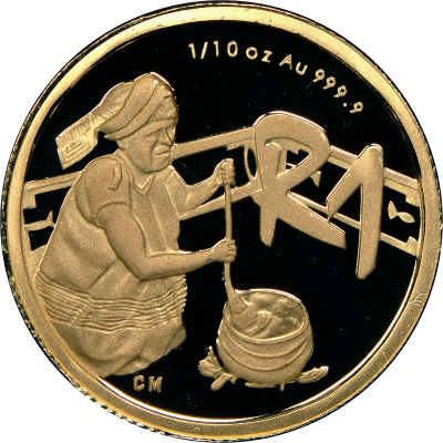 2009 The Bapedi Nation, Reverse, (R1, 1/10 oz, 24 ct gold)