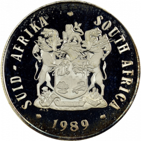 One Rand, South Africa, 1989, Obverse, Silver