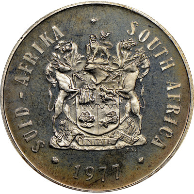 One Rand, South Africa, 1977, Obverse, Nickel