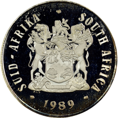 One Rand, South Africa, 1989, Obverse, Nickel