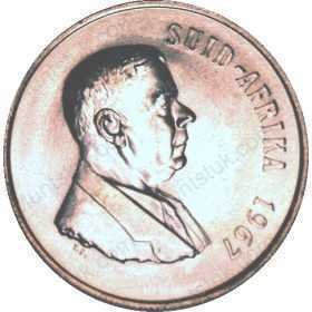 One Rand, South Africa, 1967, Silver, HF Verwoerd