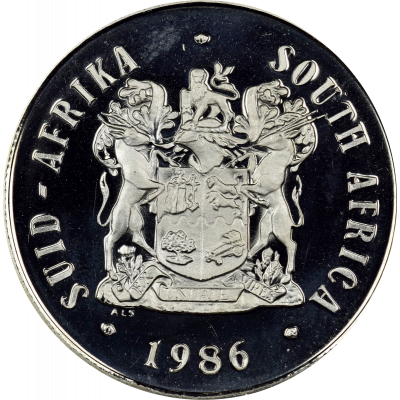 One Rand, South Africa, 1986, Obverse, Silver - Disabled