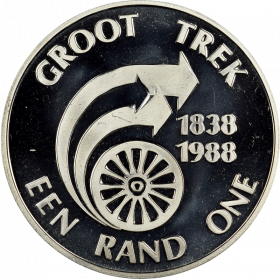 One Rand, South Africa, 1988, Reverse, Silver - Groot Trek