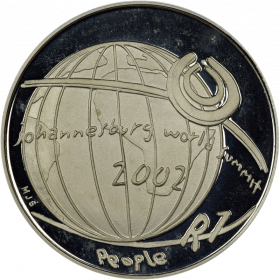 R1, South Africa, Protea 2002, Obverse, Silver - Johannesburg World Summit