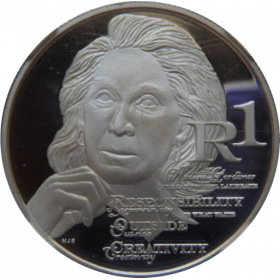 2010 Protea Series, R1 Silver, Reverse,  Nadine Gordimer