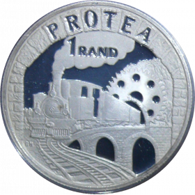R1, South Africa, Protea 1995, Rerverse, Silver - Railway Centennial