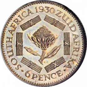 SixPence, South Africa, 1925, Silver, reverse
