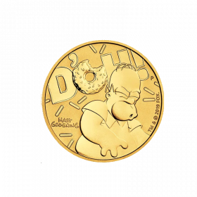 1oz Tuvalu, 2020, Gold The Simpsons Homer Obverse
