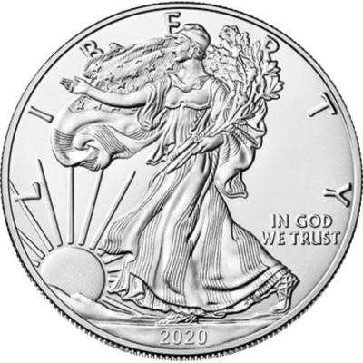 1oz Silver American Eagle, USA, 2020, Silver Obverse
