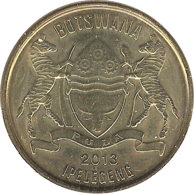 1 Pula, Botswana, 2013, Brass Plated Steel, Obverse
