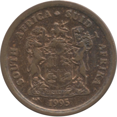 One Cent, South Africa, 1995, Copper plated Steel Obverse