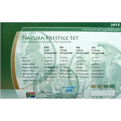 2014 Leopard, Prestige Set (4 coin set, 24 ct gold) - Reverse Certificate
