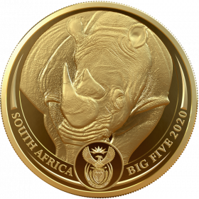 1oz Big Five Rhino, 2020, Gold Reverse