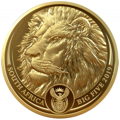 1oz Big Five Lion, South Africa, 2019, Gold - Reverse