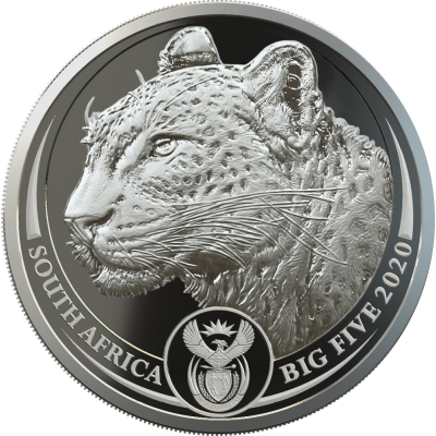 1oz R20, South Africa, 2020, Platinum, Big 5 - Leopard Obverse