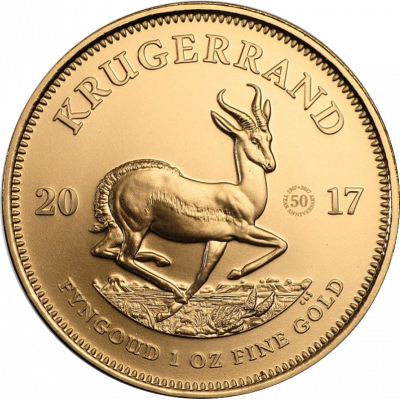 1oz Krugerrand, South Africa, 2017, Gold - Anniversary, Reverse