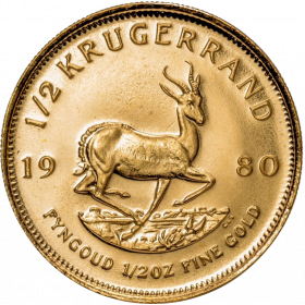 1/2OZ KRUGERRAND, SOUTH AFRICA, 1980, GOLD, Reverse