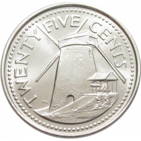 Barbados, 2008, 25 Cents, Iron, Reverse