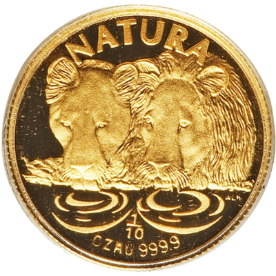 Natura - 1994 The Lion(R10, 1/10 oz,  24 ct gold) Reverse