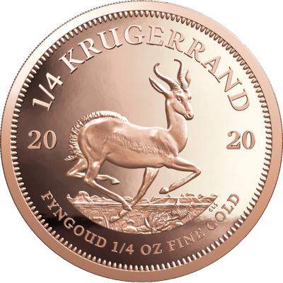 1/4 oz Krugerrand, South Africa, 2020 Fine Gold Reverse