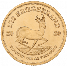 1/10 oz Krugerrand, South Africa, 2020 Gold Reverse