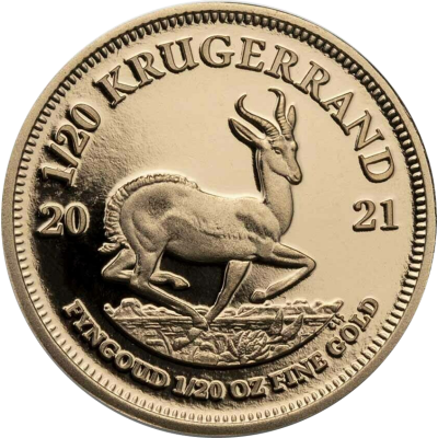 1/20 Krugerrand, South Africa, 2021 Gold Reverse