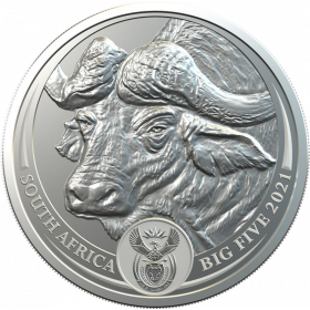 1oz South Africa, Big Five Buffalo, 2021, Silver Reverse