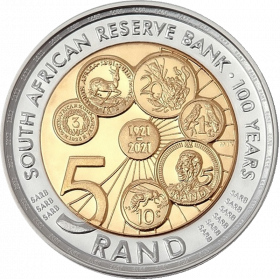 R5, South Africa, 2021, Bimetallic - Centenary of SARB Reverse