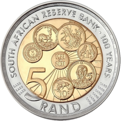 R5, South Africa, 2021, Bimetallic - Centenary of SARB Reverse