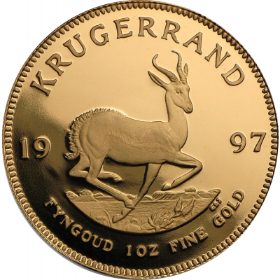 1oz Krugerrand, South Africa, 1997, Gold Reverse