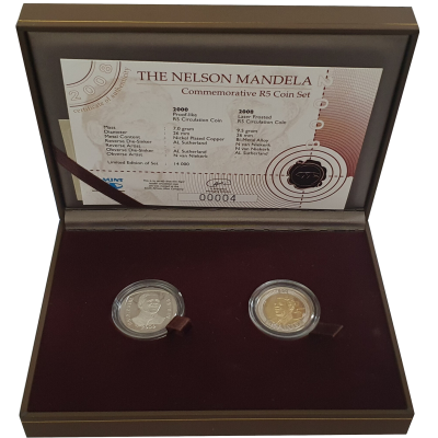2008 Nelson Mandela 90th Birthday R5 Commemorative Set - Box open