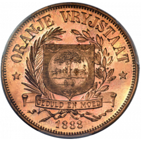 Penny, Orange Free State Patterns, 1888, Bronze - Plain Shield - obverse
