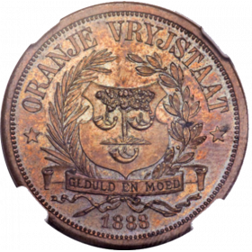 Penny, Orange Free State Patterns, 1888, Bronze - Elegant Shield Obverse