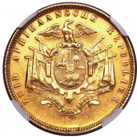 Pond, Zuid-Afrikaansche Republiek, 1874, Gold -  Coarse Beard Reverse