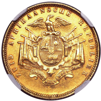 Pond, Zuid-Afrikaansche Republiek, 1874, Gold -  Fine Beard Reverse