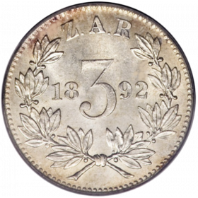 Threepence, Zuid-Afrikaansche Republiek, 1892, Silver Reverse