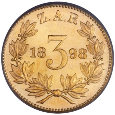 Threepence, Zuid-Afrikaansche Republiek, 1898, Gold Reverse