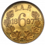 Sixpence, Zuid-Afrikaansche Republiek, 1897, Gold Reverse