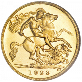 Ten Shillings, South Africa, 1923, Gold - Reverse