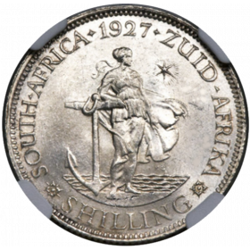 Shilling, South Africa, 1927, Silver reverse