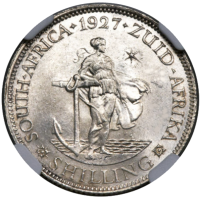 Shilling, South Africa, 1927, Silver reverse
