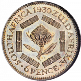 Sixpence, Zuid-Afrikaansche Republiek, 1930, Silver reverse