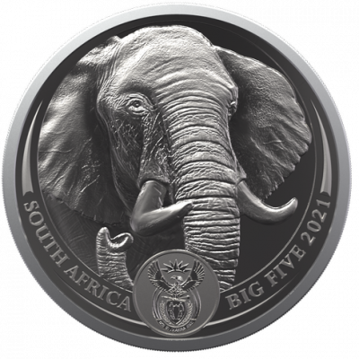 1oz South Africa, Big Five II Elephant, 2021, Silver Reverse