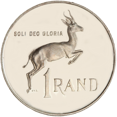 One Rand(Afrikaans), South Africa, 1965, Silver Reverse