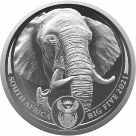 1oz R20, South Africa, 2021, Platinum, Big 5 - Elephant Obverse
