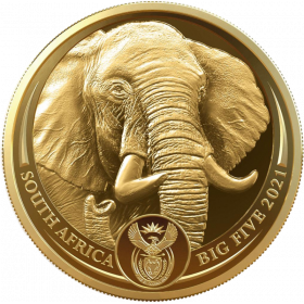 1/4 oz, South Africa, 2021, Gold, Big Five II - Elephant Obverse