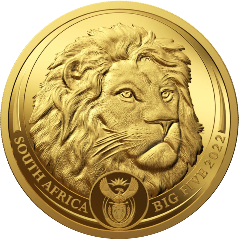 1/4 oz, South Africa, 2022, Gold, Big Five II - Lion Obverse