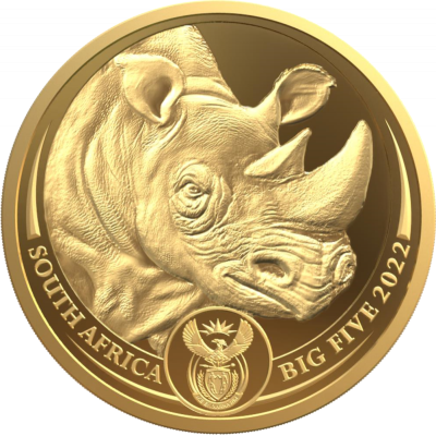 1/4 oz, South Africa, 2022, Gold, Big Five II - Rhino