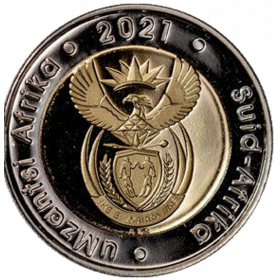 Five Rand, South Africa, 2021, Bimetal Obverse