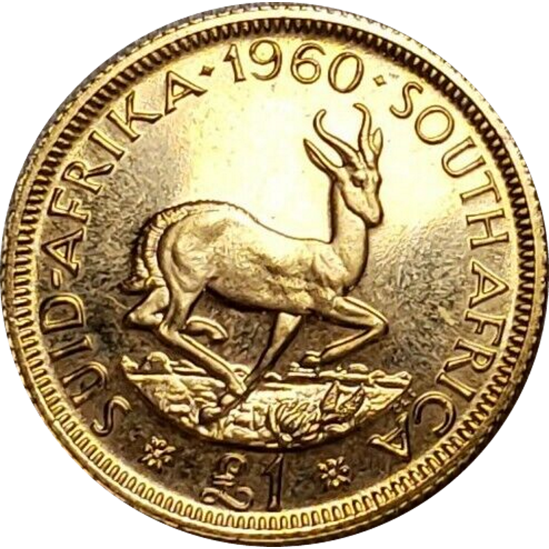 Pound, South Africa, 1960, Gold Reverse
